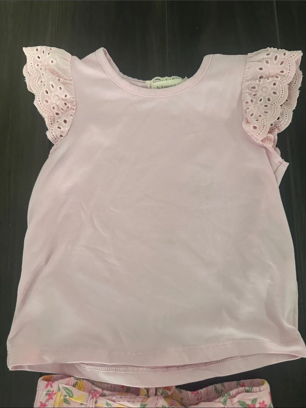 btween Girls Pink Wide Legged Striped Fruit Pant Set - size 5 - Picture 2 of 3